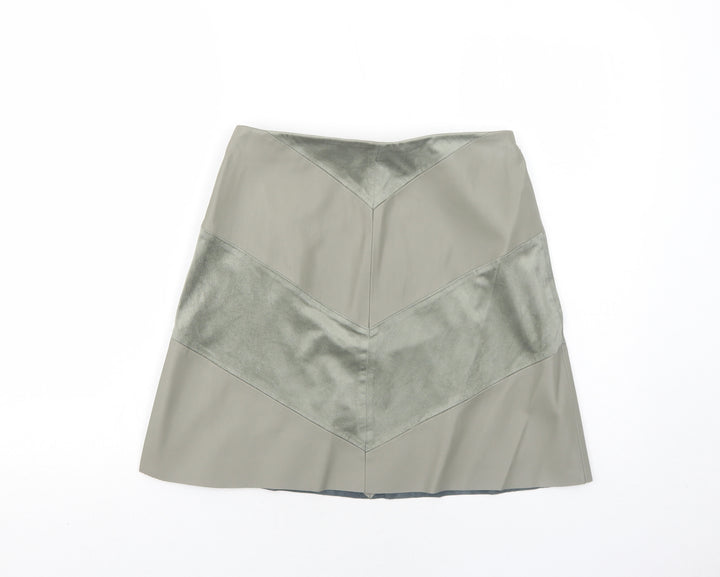 Zara Womens Green Polyester Mini Skirt Size S Zip