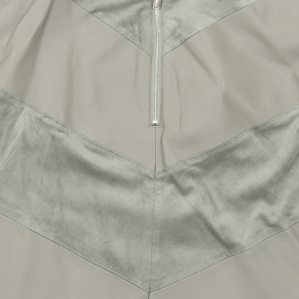 Zara Womens Green Polyester Mini Skirt Size S Zip