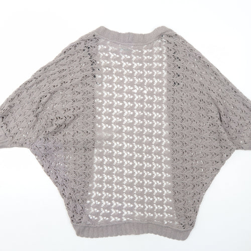 Wallis Womens Grey V-Neck Acrylic Cardigan Jumper Size S
