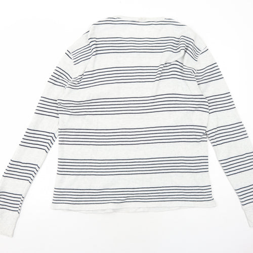 Gap Womens Grey Round Neck Striped Cotton Pullover Jumper Size L