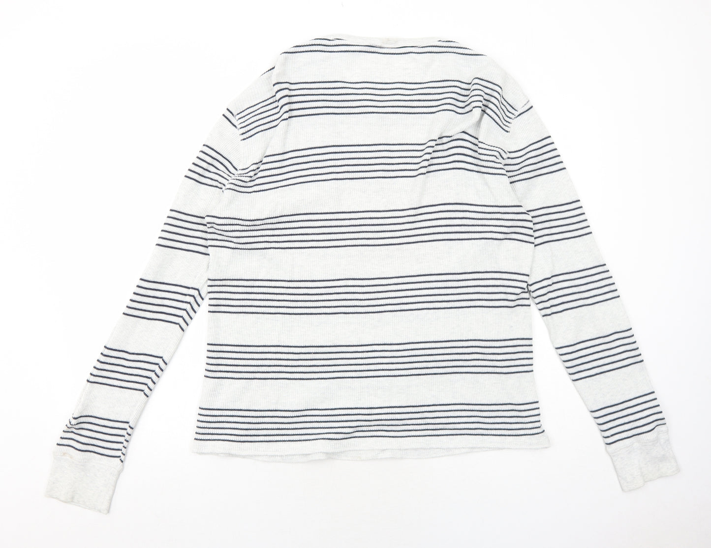 Gap Womens Grey Round Neck Striped Cotton Pullover Jumper Size L