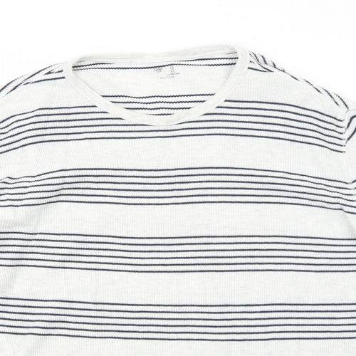 Gap Womens Grey Round Neck Striped Cotton Pullover Jumper Size L