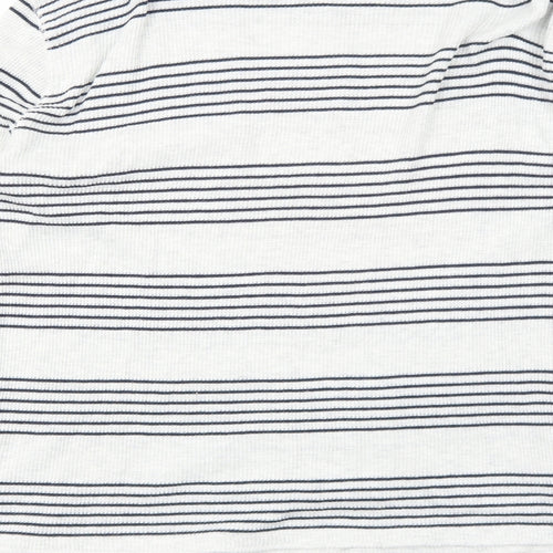 Gap Womens Grey Round Neck Striped Cotton Pullover Jumper Size L
