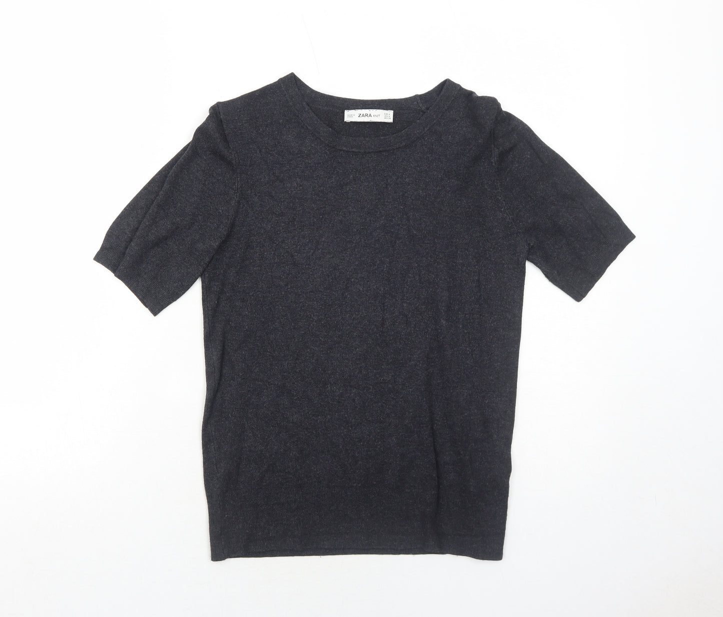 Zara Womens Grey Round Neck Acrylic Pullover Jumper Size M