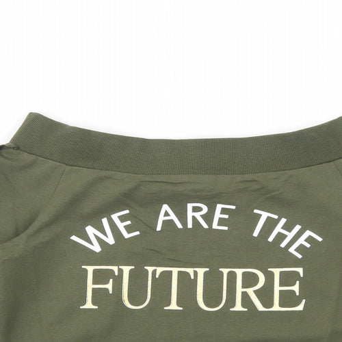 Select Girls Green Cotton Pullover Sweatshirt Size 12-13 Years Pullover - We Are The Future