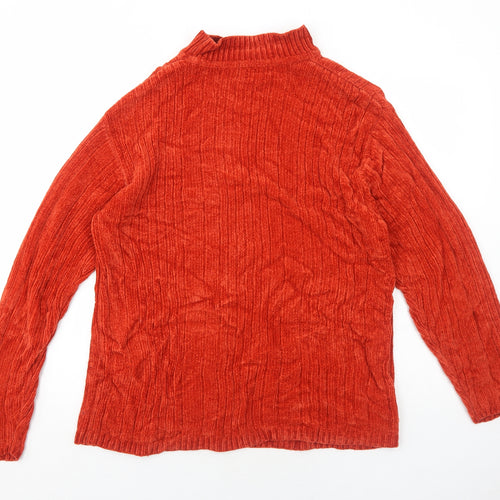 Bonmarché Womens Orange High Neck Acrylic Pullover Jumper Size L