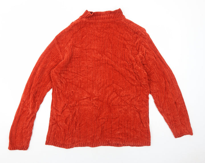 Bonmarché Womens Orange High Neck Acrylic Pullover Jumper Size L