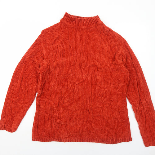 Bonmarché Womens Orange High Neck Acrylic Pullover Jumper Size L