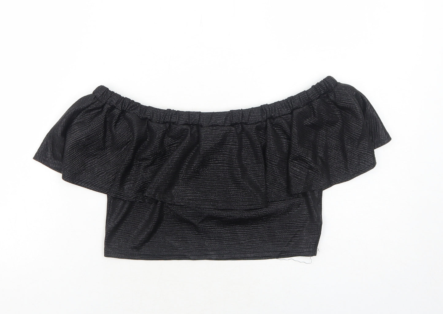 Lipsy Womens Black Polyester Cropped Tank Size 10 Off the Shoulder