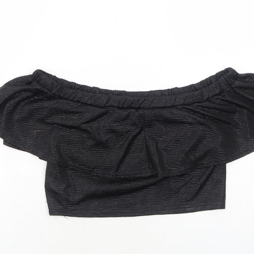 Lipsy Womens Black Polyester Cropped Tank Size 10 Off the Shoulder