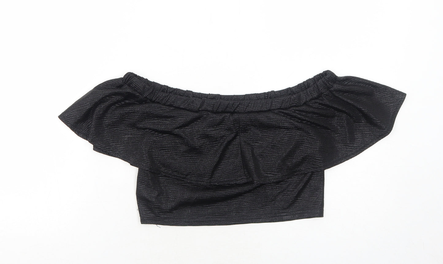 Lipsy Womens Black Polyester Cropped Tank Size 10 Off the Shoulder