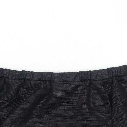 Lipsy Womens Black Polyester Cropped Tank Size 10 Off the Shoulder