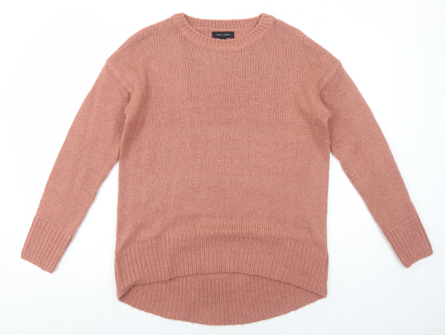 New Look Womens Pink Round Neck Acrylic Pullover Jumper Size 8