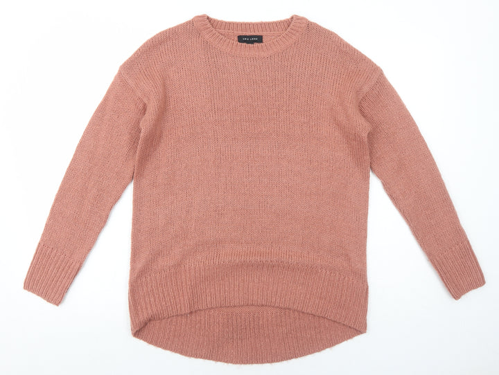 New Look Womens Pink Round Neck Acrylic Pullover Jumper Size 8