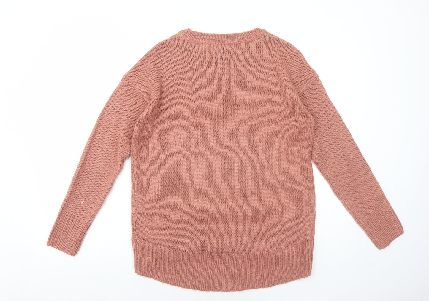 New Look Womens Pink Round Neck Acrylic Pullover Jumper Size 8