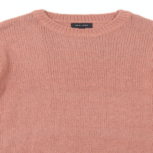 New Look Womens Pink Round Neck Acrylic Pullover Jumper Size 8
