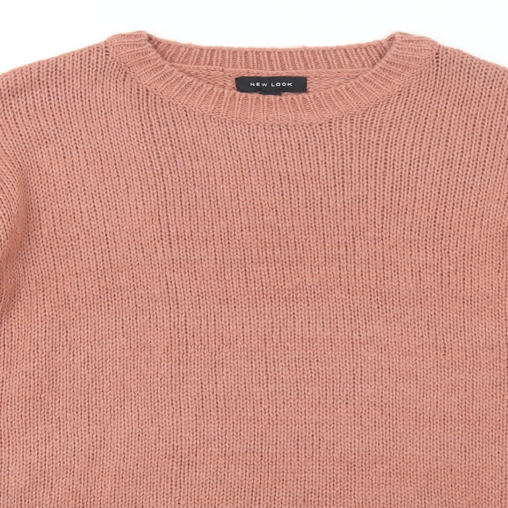 New Look Womens Pink Round Neck Acrylic Pullover Jumper Size 8