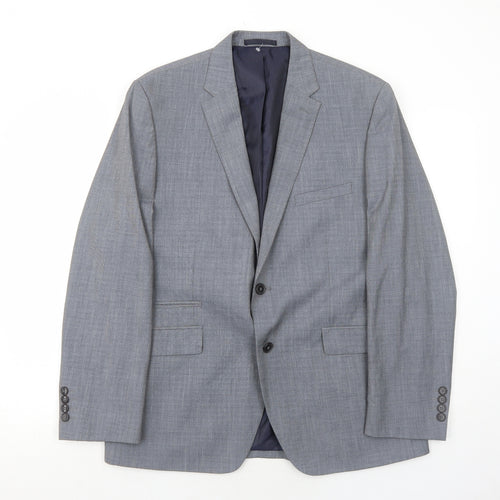 Burton Mens Grey Geometric Polyester Jacket Suit Jacket Size 40 Regular