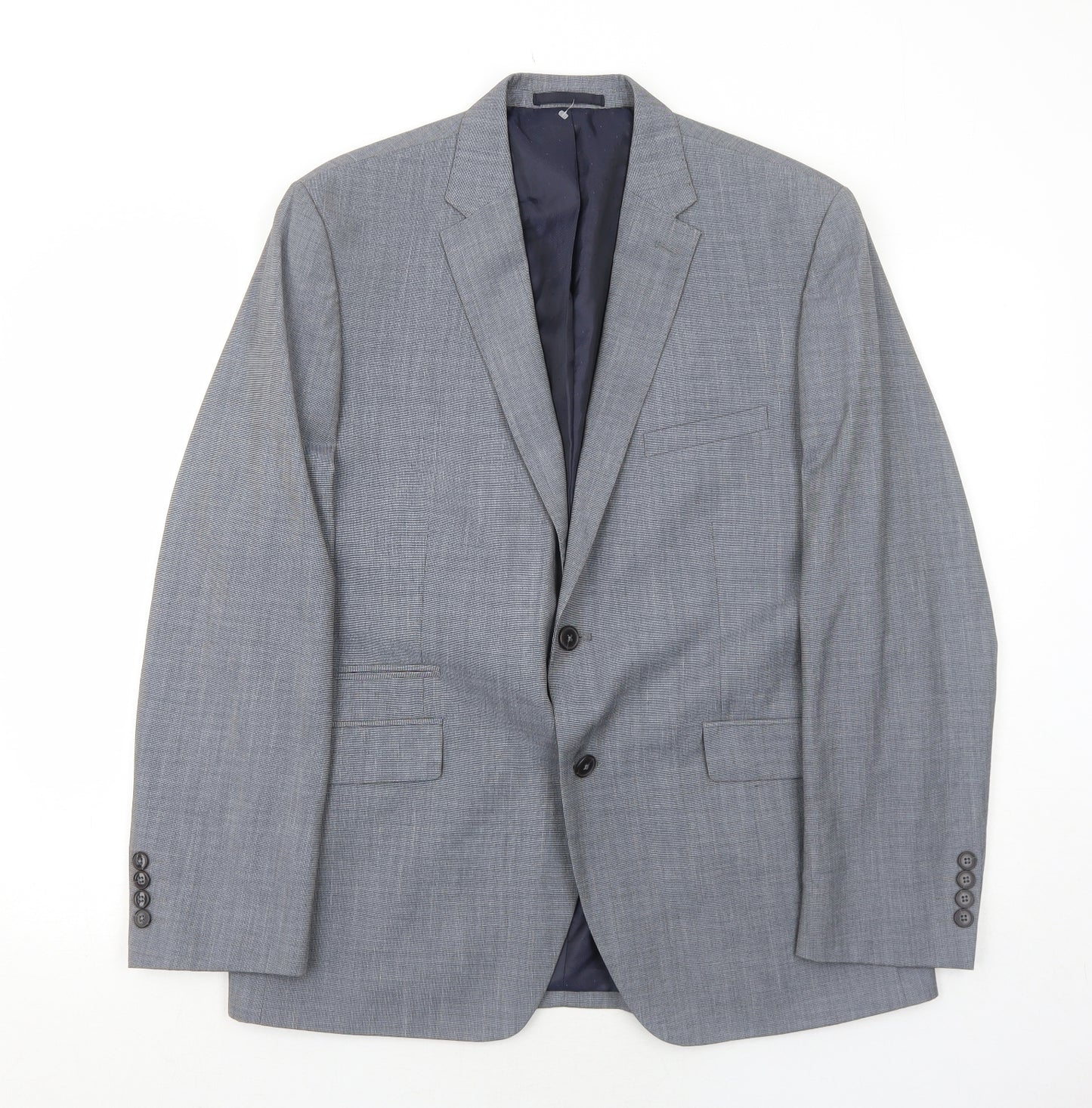 Burton Mens Grey Geometric Polyester Jacket Suit Jacket Size 40 Regular