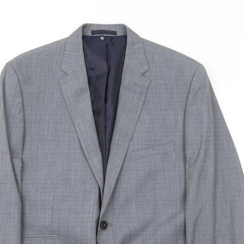 Burton Mens Grey Geometric Polyester Jacket Suit Jacket Size 40 Regular