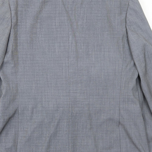 Burton Mens Grey Geometric Polyester Jacket Suit Jacket Size 40 Regular