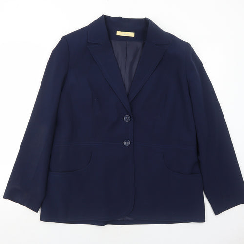 Agenda Womens Blue Polyester Jacket Suit Jacket Size 18