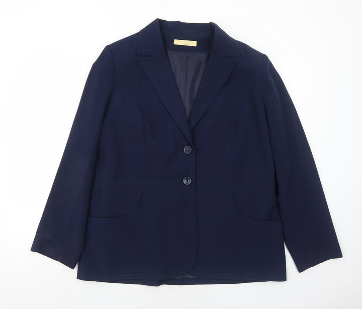 Agenda Womens Blue Polyester Jacket Suit Jacket Size 18