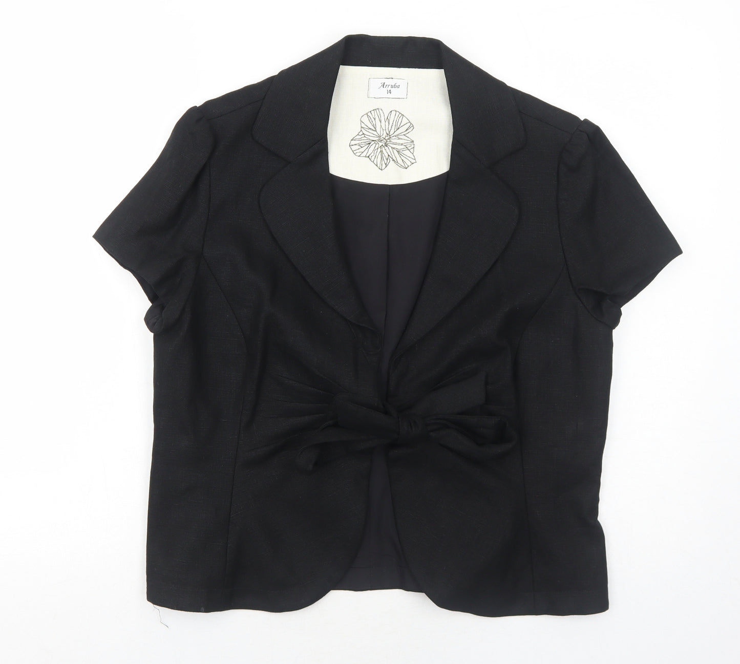 Arruba Womens Black Jacket Blazer Size 14 Tie