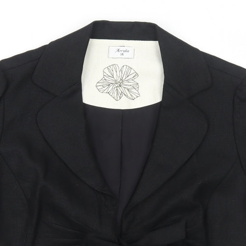 Arruba Womens Black Jacket Blazer Size 14 Tie