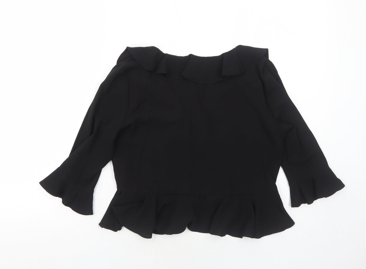 Topshop Womens Black Polyester Basic Blouse Size 8 Round Neck