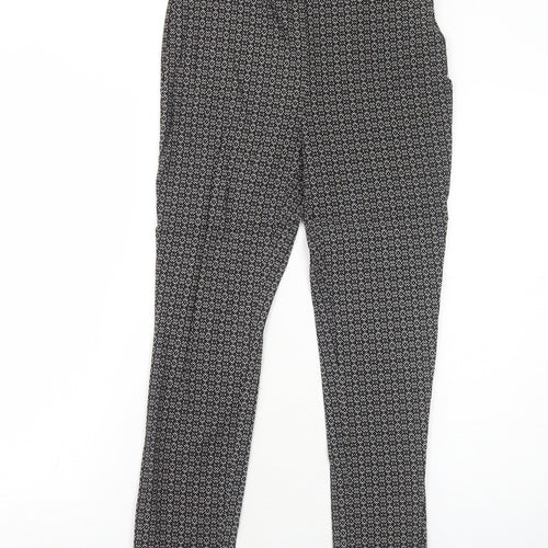 New Look Womens Black Geometric Viscose Trousers Size 8 Regular Zip