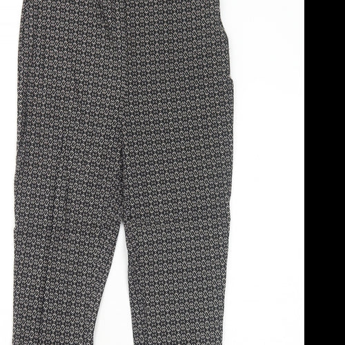 New Look Womens Black Geometric Viscose Trousers Size 8 Regular Zip