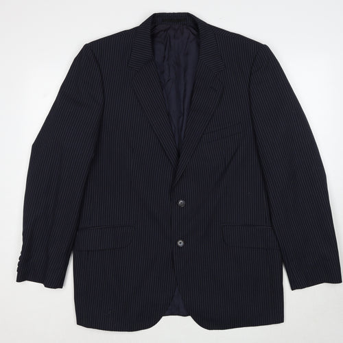 Varteks Mens Blue Striped Polyester Jacket Suit Jacket Size 44 Regular