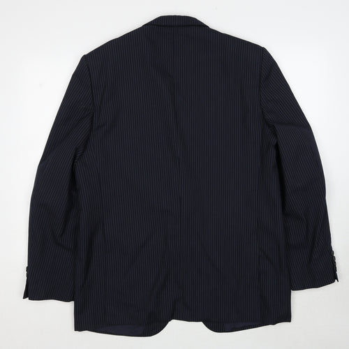 Varteks Mens Blue Striped Polyester Jacket Suit Jacket Size 44 Regular