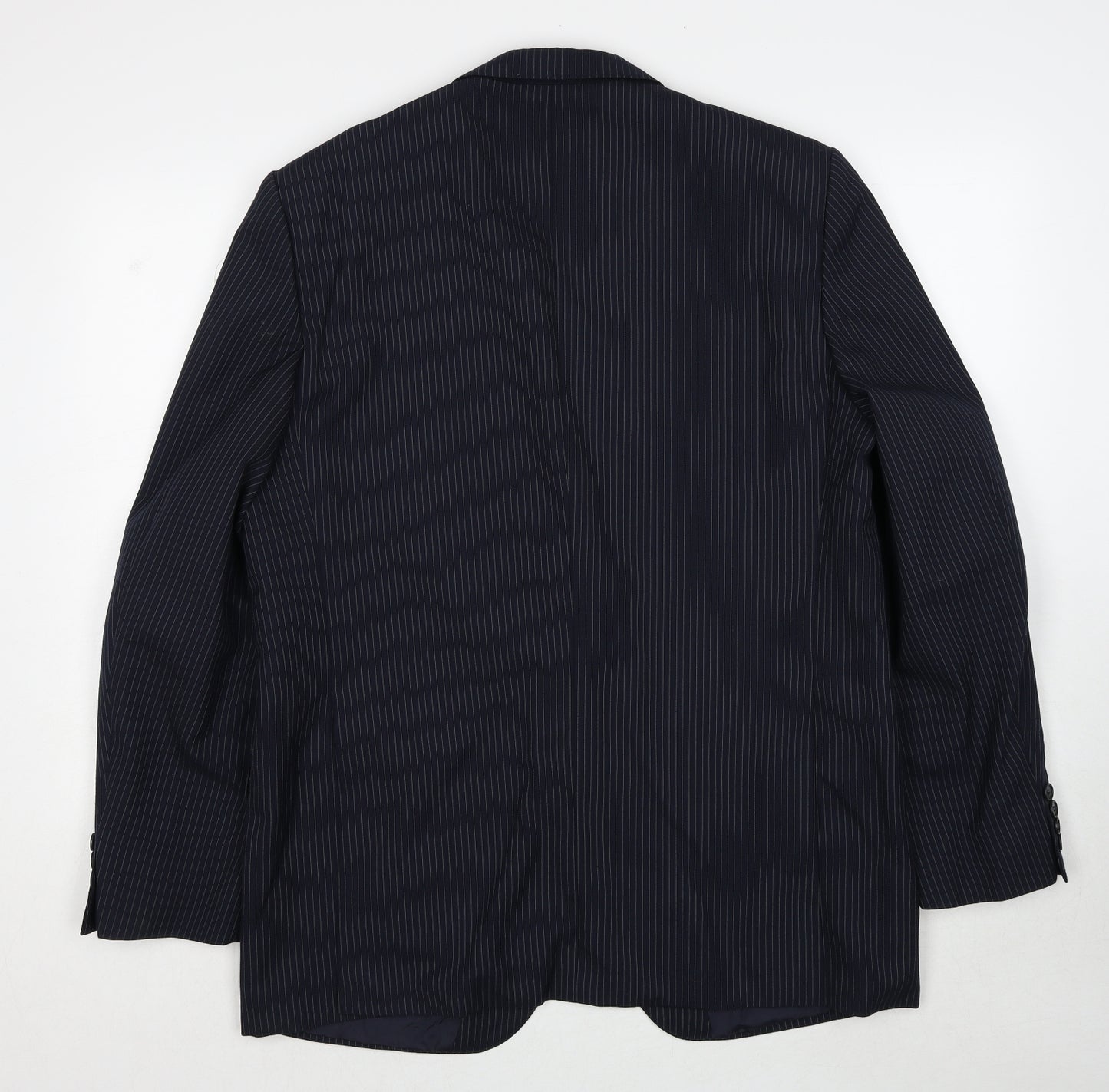 Varteks Mens Blue Striped Polyester Jacket Suit Jacket Size 44 Regular