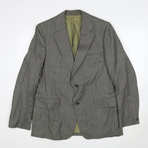 Carl Stuart Mens Beige Geometric Wool Jacket Suit Jacket Size 42 Regular