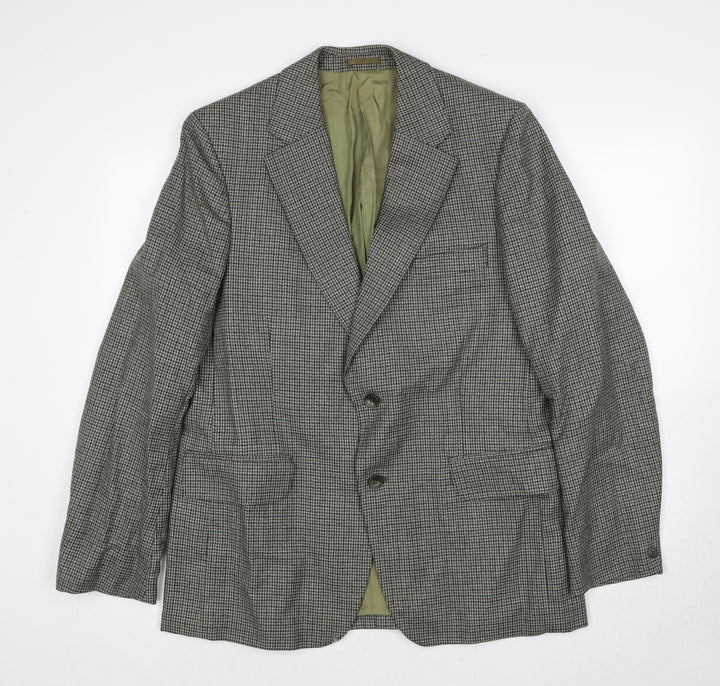Carl Stuart Mens Beige Geometric Wool Jacket Suit Jacket Size 42 Regular