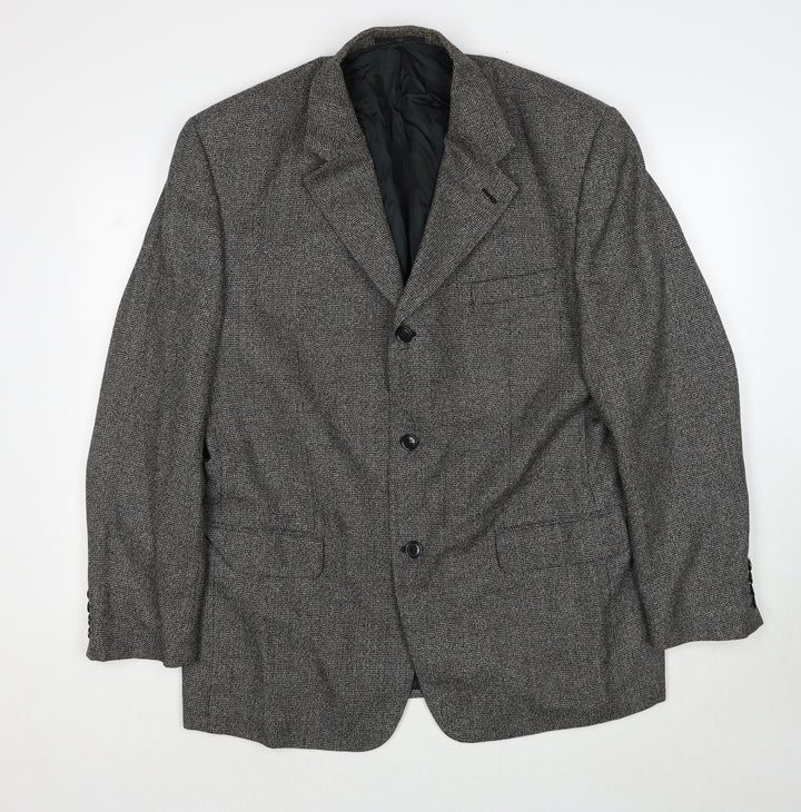 Ciro Citterio Mens Grey Geometric Polyester Jacket Suit Jacket Size 44 Regular
