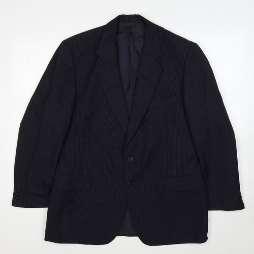 Marks and Spencer Mens Black Striped Polyester Jacket Suit Jacket Size 42 Regular