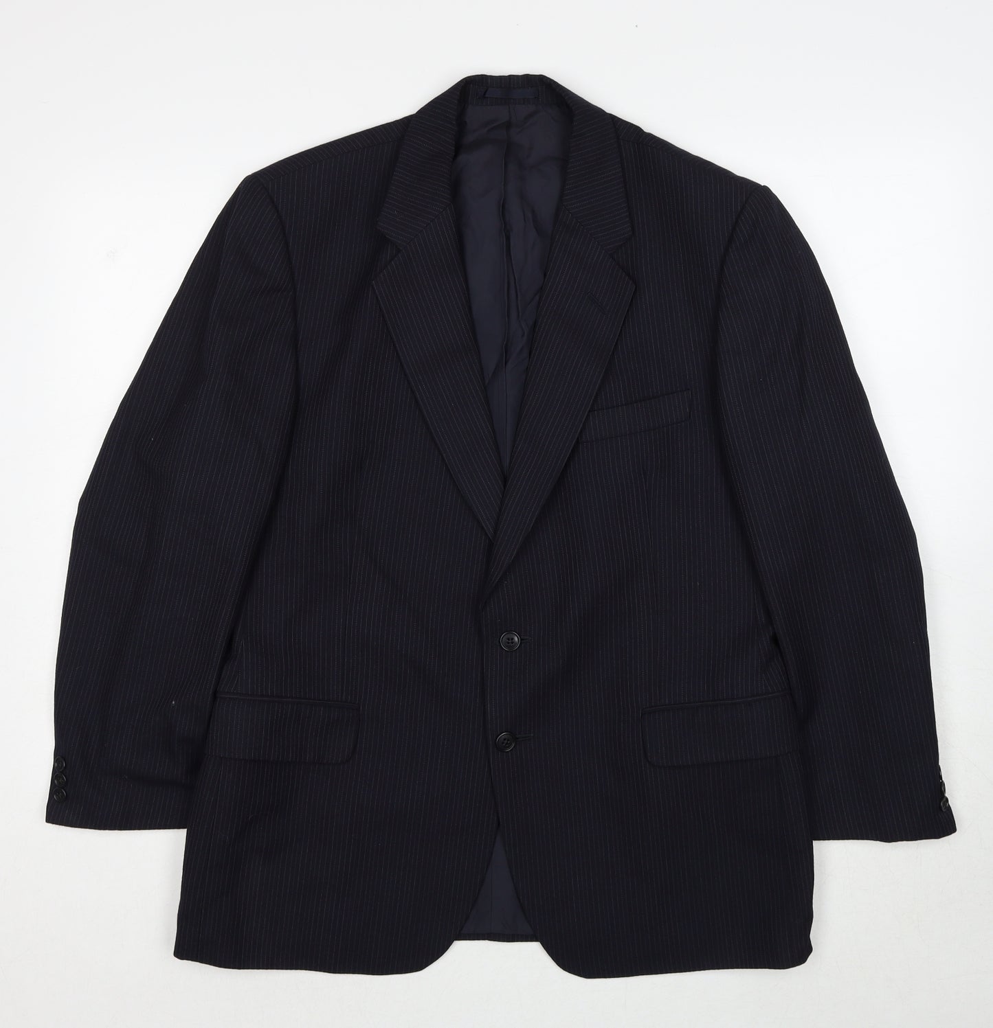 Marks and Spencer Mens Black Striped Polyester Jacket Suit Jacket Size 42 Regular