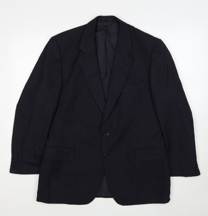 Marks and Spencer Mens Black Striped Polyester Jacket Suit Jacket Size 42 Regular