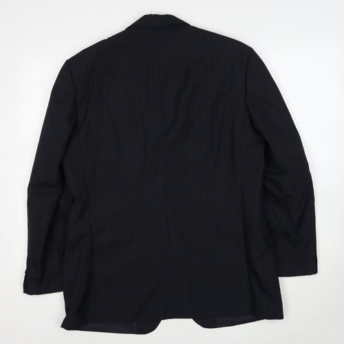 Marks and Spencer Mens Black Striped Polyester Jacket Suit Jacket Size 42 Regular