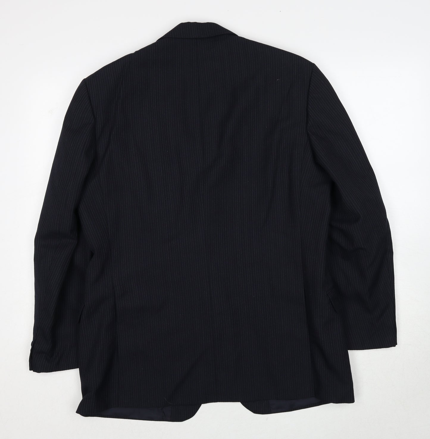 Marks and Spencer Mens Black Striped Polyester Jacket Suit Jacket Size 42 Regular