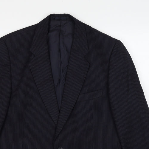 Marks and Spencer Mens Black Striped Polyester Jacket Suit Jacket Size 42 Regular