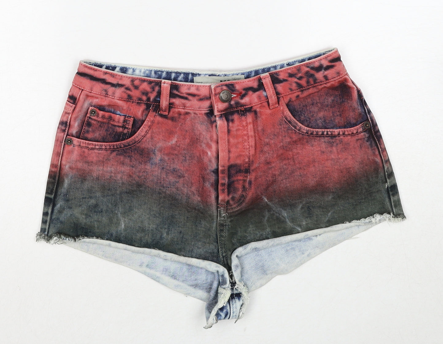 Topshop Womens Multicoloured Cotton Hot Pants Shorts Size 28 in Regular Zip