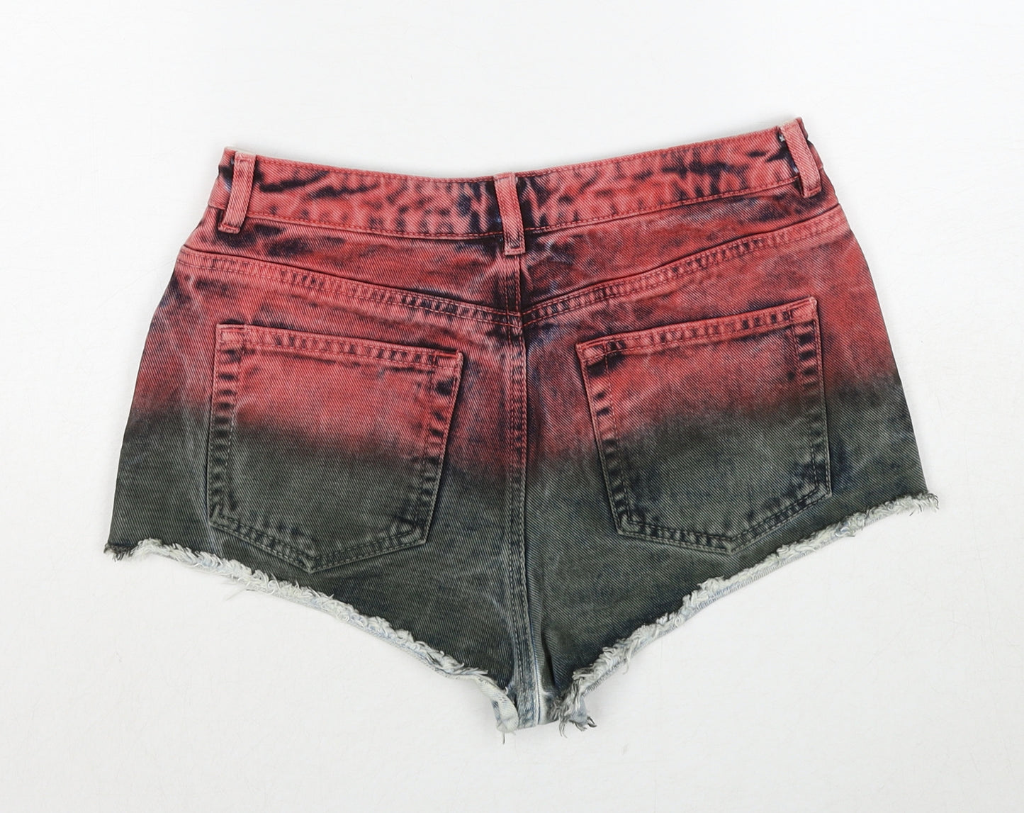 Topshop Womens Multicoloured Cotton Hot Pants Shorts Size 28 in Regular Zip