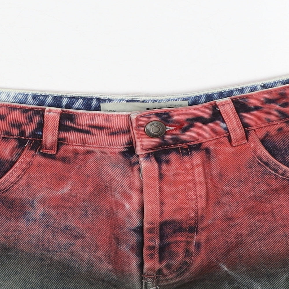 Topshop Womens Multicoloured Cotton Hot Pants Shorts Size 28 in Regular Zip