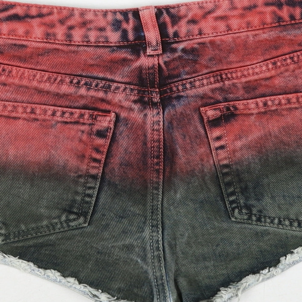 Topshop Womens Multicoloured Cotton Hot Pants Shorts Size 28 in Regular Zip