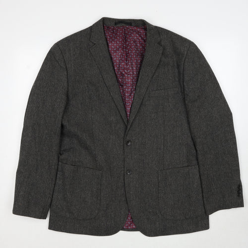 Boston Crew Mens Grey Polyester Jacket Suit Jacket Size L Regular