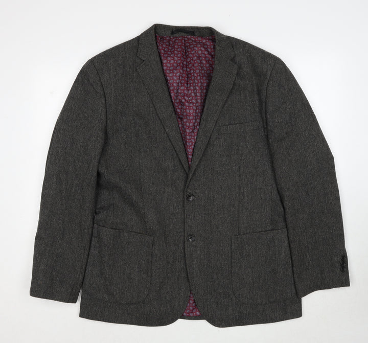 Boston Crew Mens Grey Polyester Jacket Suit Jacket Size L Regular